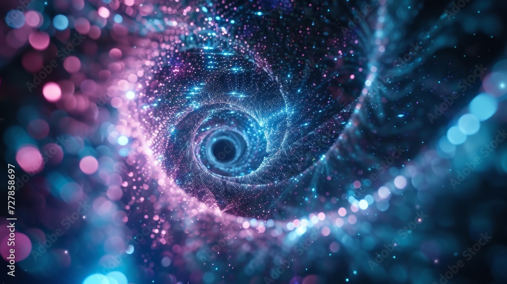 a bright light is coming out from a circle of lights, data tunnel a bright light is coming out from a circle of lights, data tunnel