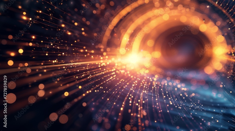 Obraz premium a bright light is coming out from a circle of lights, data tunnel