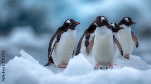 Glacial Guardians  Penguins Perched on Ice Floe