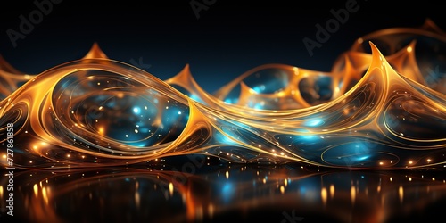 Yellow and blue wavy abstract strucure decoration smooth