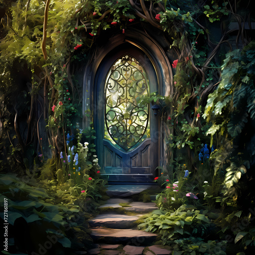 A magical doorway to a hidden garden.