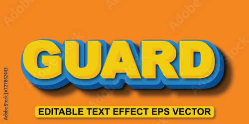 Guard yellow color editable 3d text effect eps vector
