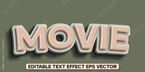 Movie grey color editable 3d text effect eps vector
