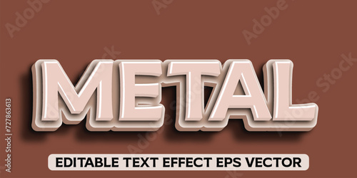 Metal grey color editable 3d text effect eps vector
