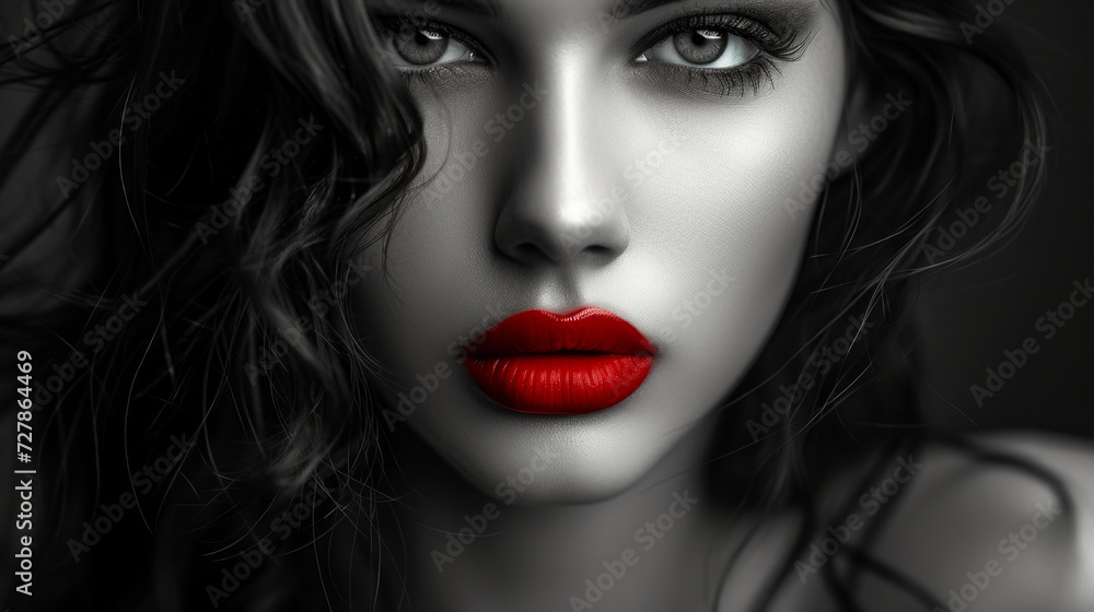 High fashion look.glamour portrait of beautiful young female woman with red lips on black background with hat. Beautiful woman glossy red lips, close-up, radiating timeless elegance and sophistication High fashion look.glamour portrait of beautiful young female woman with red lips on black background with hat. Beautiful woman glossy red lips, close-up, radiating timeless elegance and sophistication