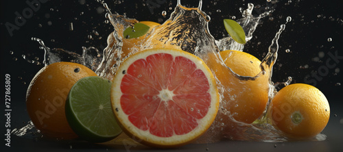 fresh orange fruits with water splash 26