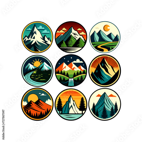 set of mountain logo vector icon