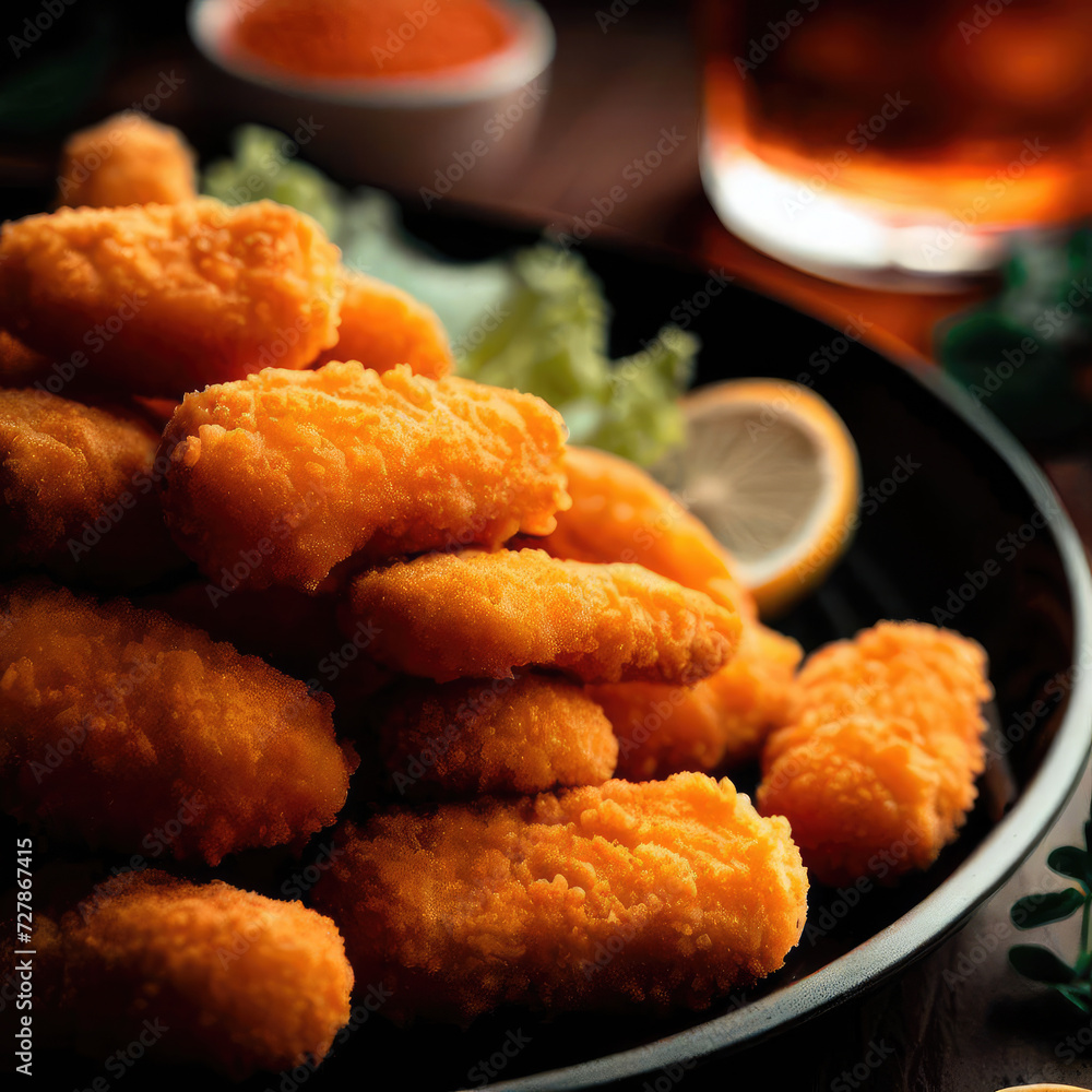 Orange crispy chicken nuggets Orange crispy chicken nuggets