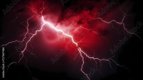 Roaring thunderstorm, shocking lightning shines in the dark sky