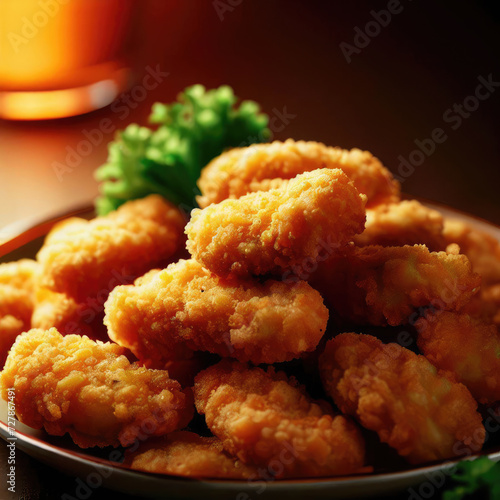 Orange crispy chicken nuggets