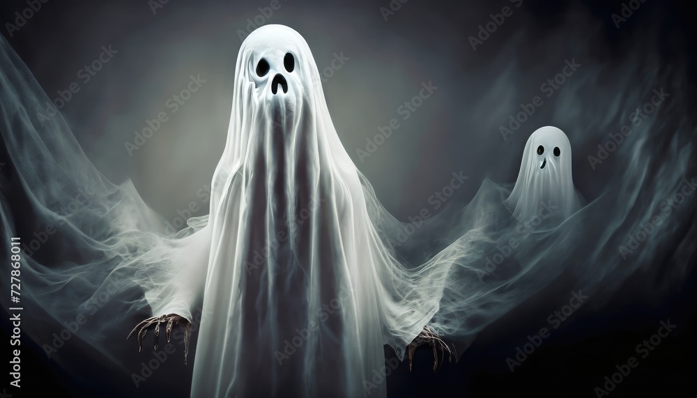 Scary ghost on dark background Scary ghost on dark background