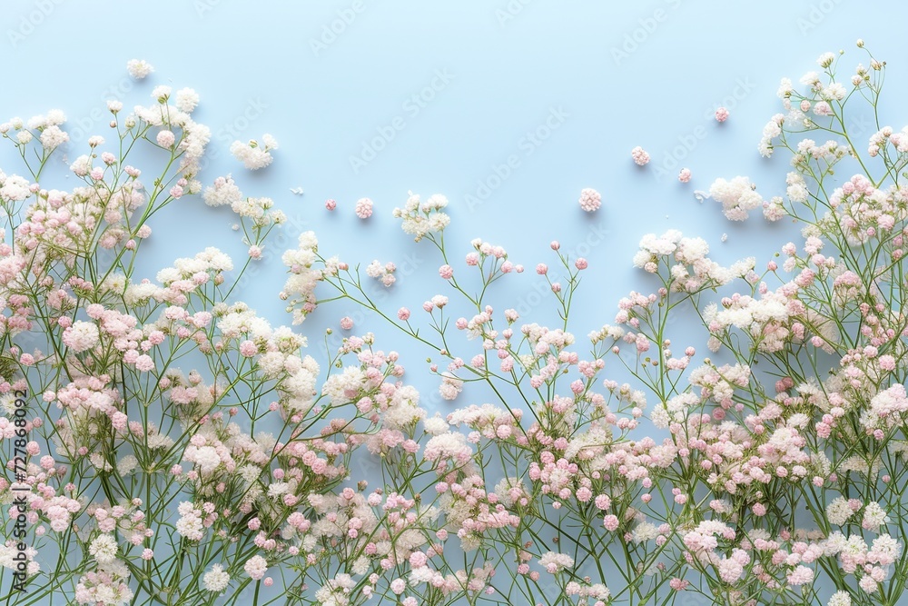 Gypsophila Flowers on Pastel Spring Background

