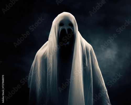 Scary ghost on dark background