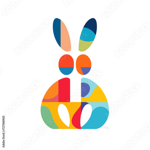 easter bunny vector illustration isolated white background, cut out or cutout