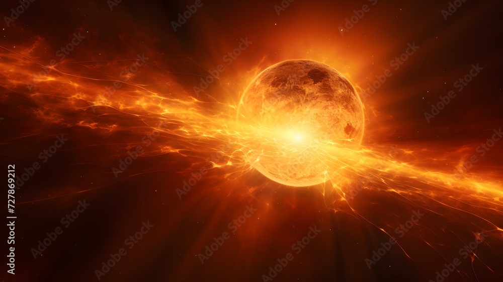 Fototapeta premium a very bright orange and yellow object in the sky