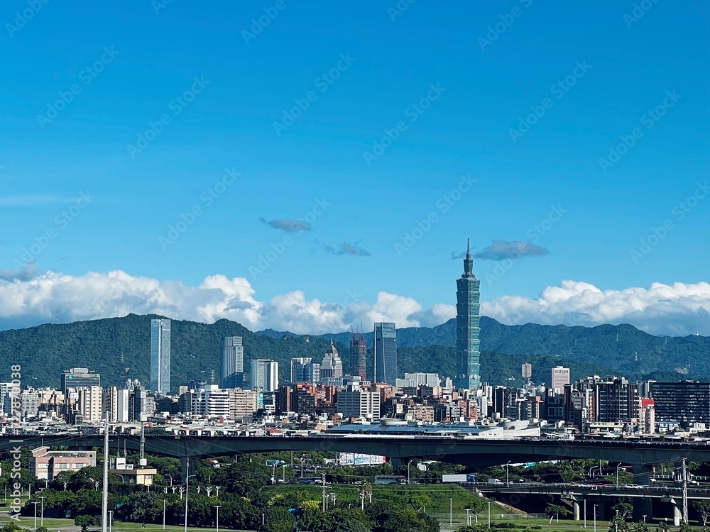view and building of the city with blue sky