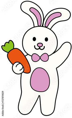 Cartoon style bunny holding carrot vector