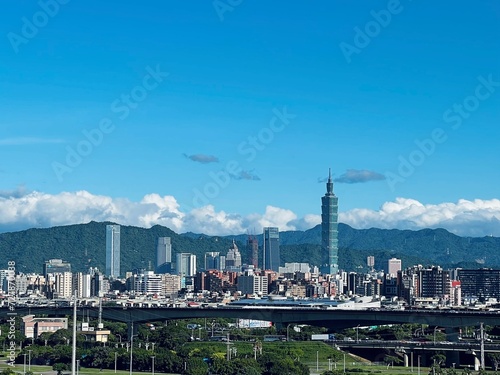 view and building of the city with blue sky