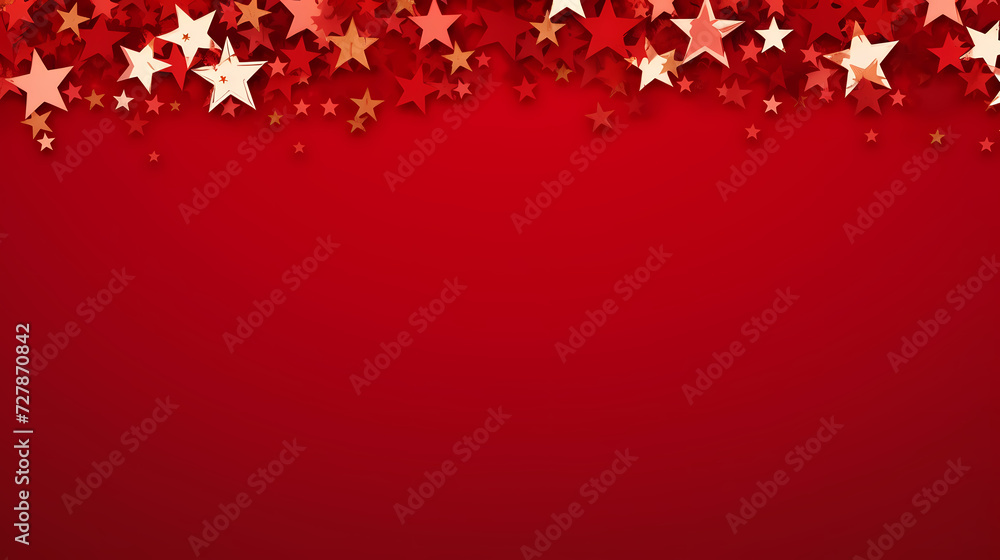 Flat lay composition for festive background with festive decorations and stars Flat lay composition for festive background with festive decorations and stars