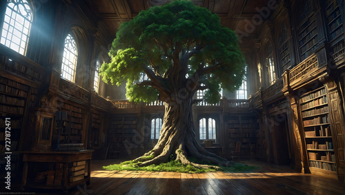 Drzewo wiedzy rosnące w sercu biblioteki