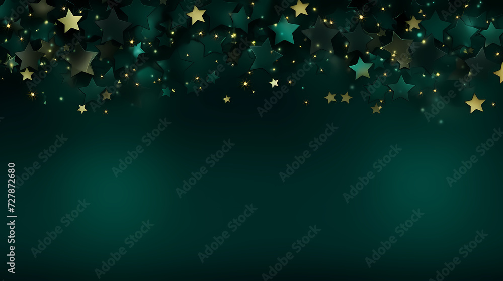 Flat lay composition for festive background with festive decorations and stars Flat lay composition for festive background with festive decorations and stars