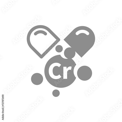 Chromium capsule vector icon. Cr supplement pill or drug.