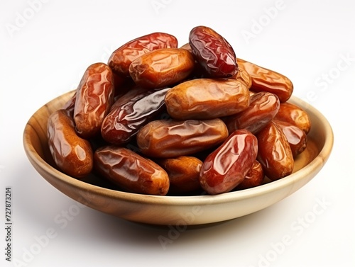 Dates fruit on wooden bowl organic healthy lifestyle