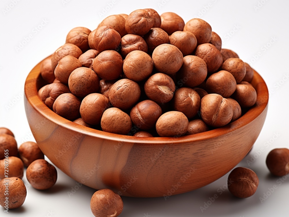 Hazelnuts pile on wooden bowl organic ingredient Hazelnuts pile on wooden bowl organic ingredient