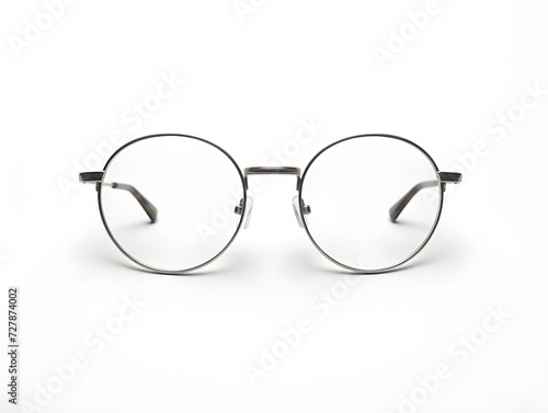 White background glasses with an elegant frame, isolated eyewear for clear vision and stylish fashion,Generative Ai