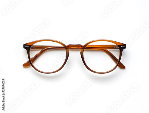 White background glasses with an elegant frame, isolated eyewear for clear vision and stylish fashion,Generative Ai