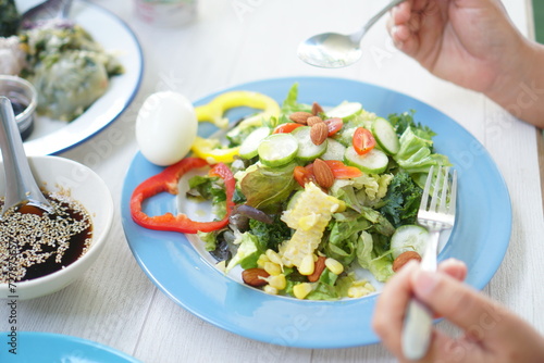 salad vegetable meal in dish for breakfast for good health of life