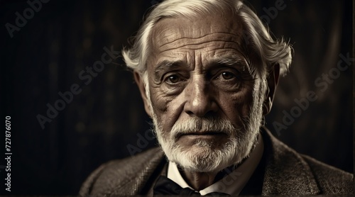 Vintage photo of a noble royal elderly man, industrial revolution old photograph, noir concept from Generative AI