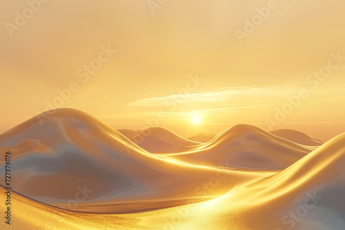 yellow sun sunset in the sand desert