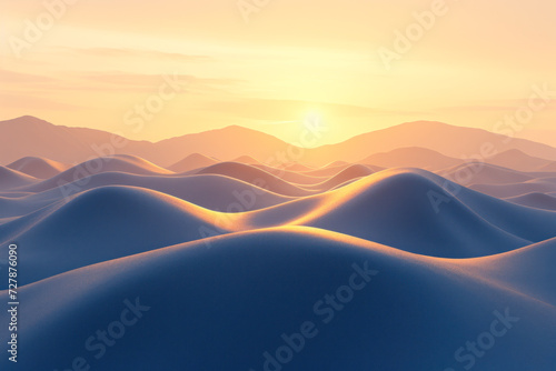 yellow sun sunset in the sand desert