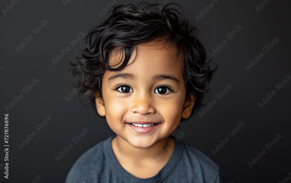 Smiling Little Boy With Curly Hair