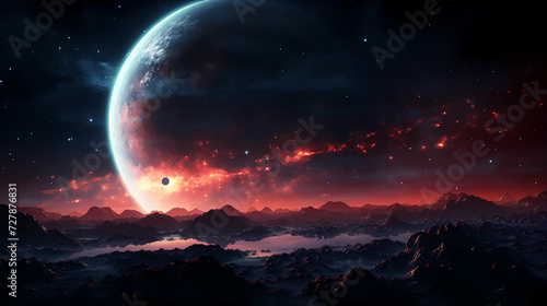 Cosmic illustration showing vibrant cosmic background © feeng
