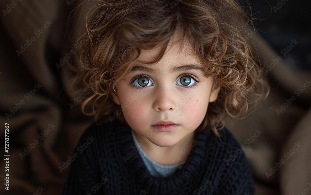 Close-Up Portrait of a Child With Curly Hair Close-Up Portrait of a Child With Curly Hair