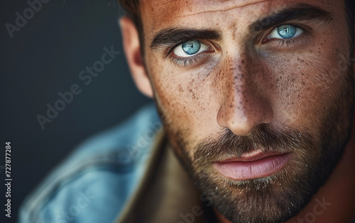 Close Up Portrait of Man With Blue Eyes