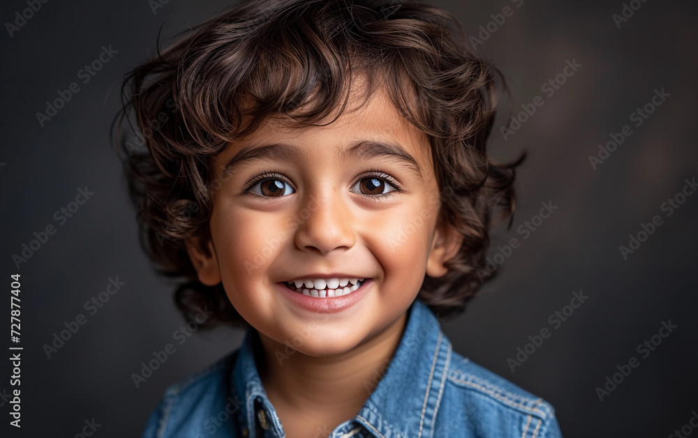 Young Boy With Curly Hair Smiling at the Camera Young Boy With Curly Hair Smiling at the Camera
