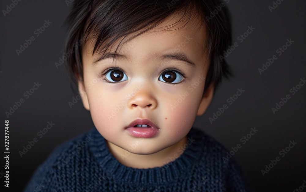 Close-Up of Multiracial Child With Blue Eyes Close-Up of Multiracial Child With Blue Eyes