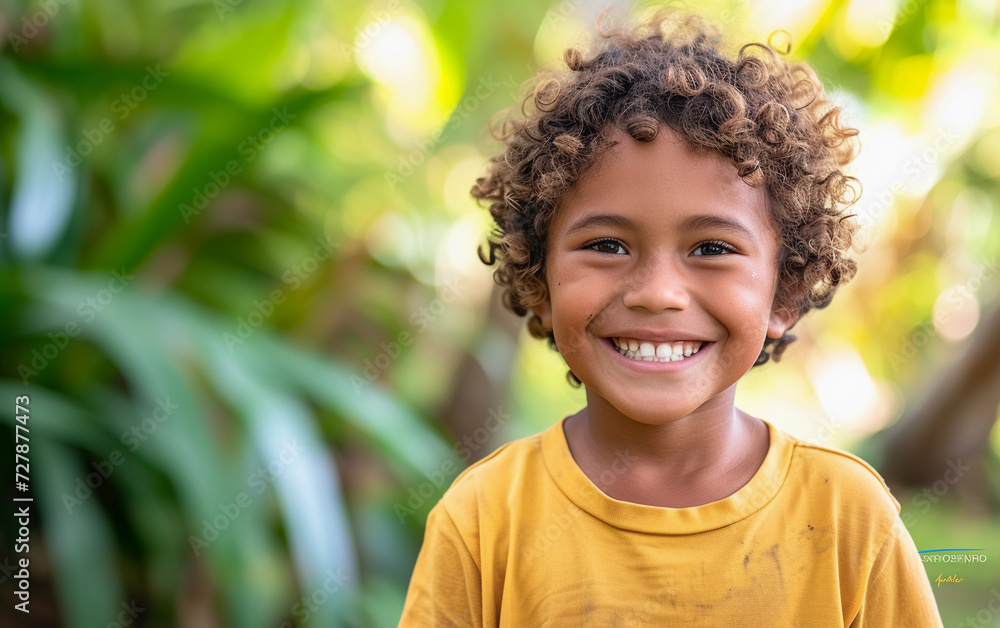 Smiling Multiracial Young Boy With Curly Hair Smiling Multiracial Young Boy With Curly Hair