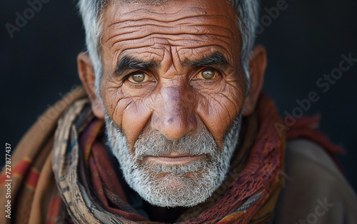 Multiracial Man With Grey Hair and Scarf