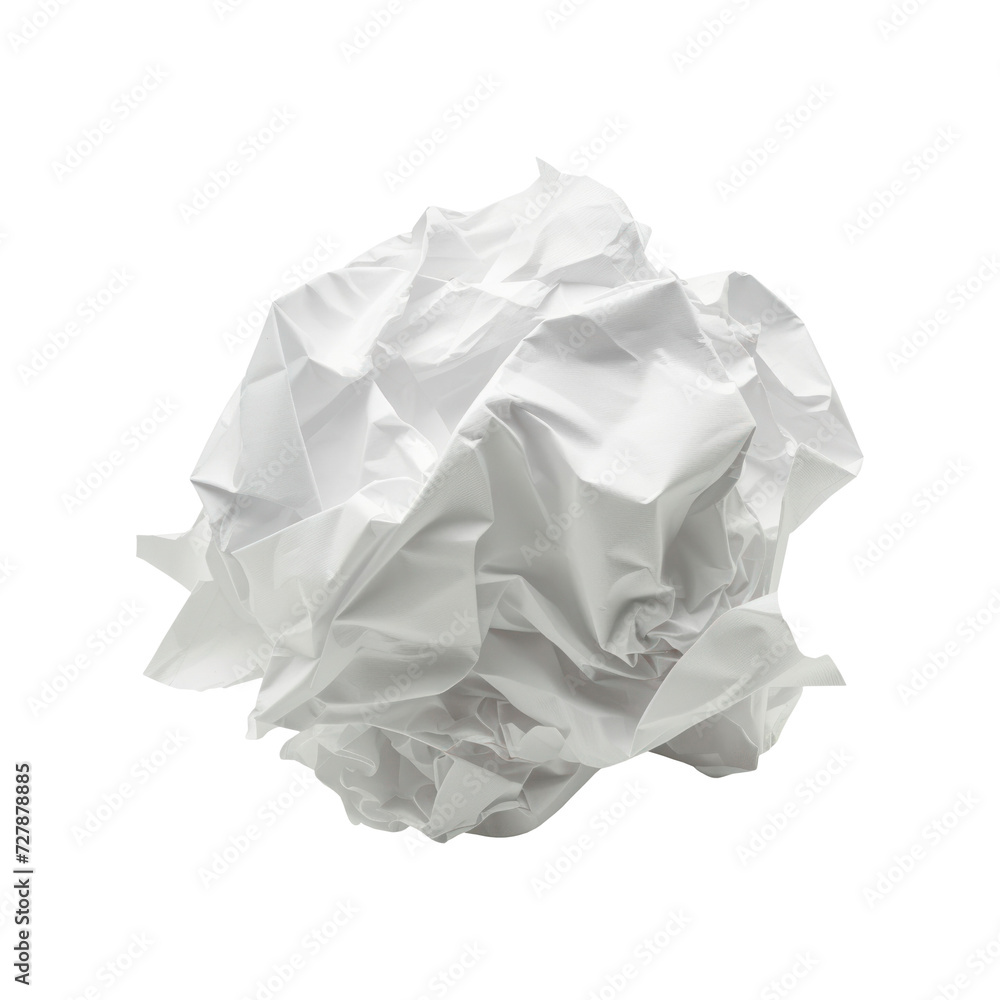 Сrumpled paper ball. Isolated on transparent background.