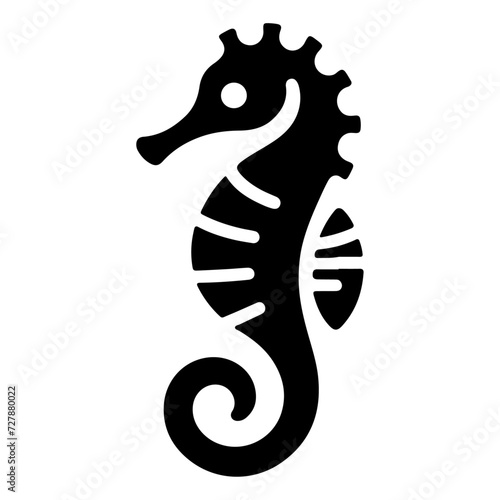minimal Seahorse vector icon, flat symbol, black color silhouette