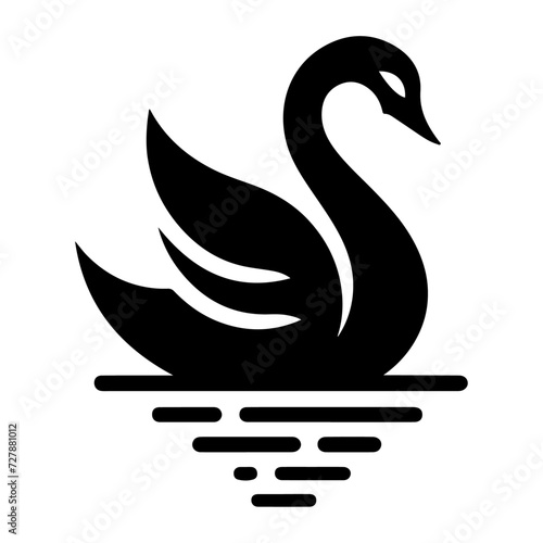 Fototapeta Naklejka Na Ścianę i Meble -  Swan logo vector icon, flat symbol, black color silhouette, white background