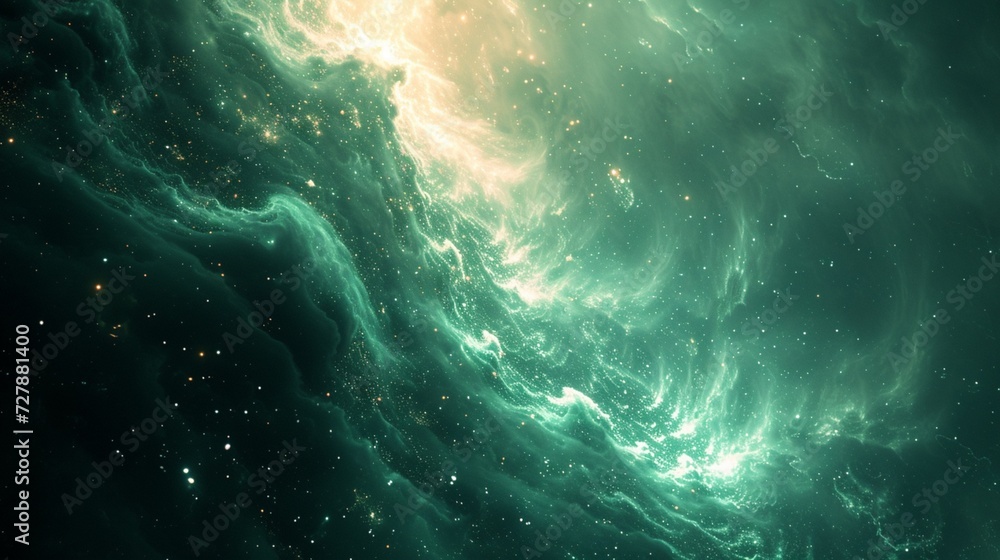 Ethereal silver and emerald sparks igniting the canvas of the infinite. 