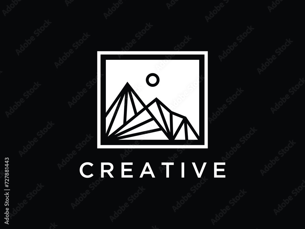 Naklejka premium Montain logo design vector illustration concept 