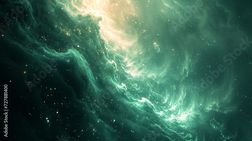 Ethereal silver and emerald sparks igniting the canvas of the infinite. 