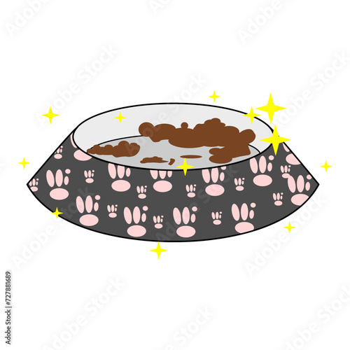 vector design of a pet cat bowl with cat food remaining in it