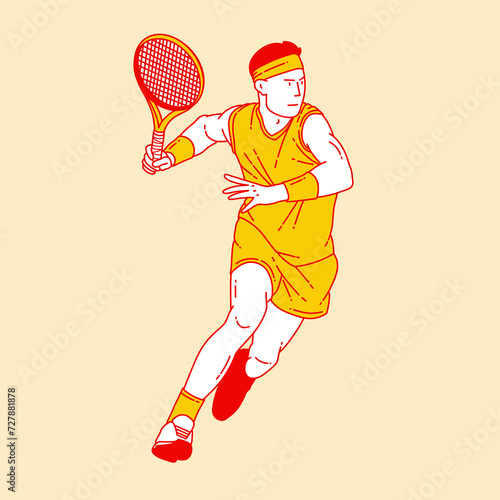 Simple cartoon illustration of a tennis player 4